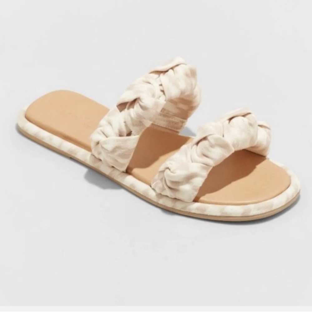 Universal Thread MEG Almond Knotted Fabric Slide Sandal Flat NWT $25 - Picture 1 of 6